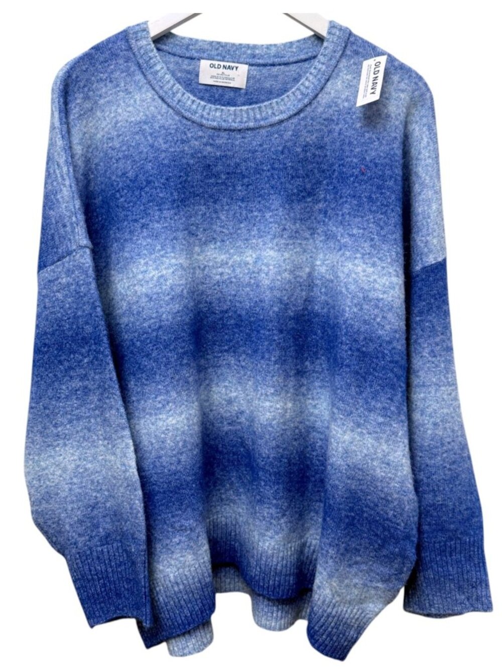 OLD NAVY Sweater Size XL Womens Blue Ombré Oversized Crew Neck Wool Blend NWT